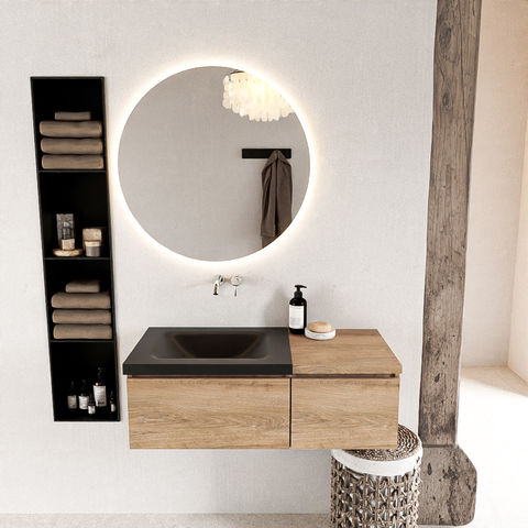 Mondiaz Bukla badmeubel 100cm Washed Oak - Cloud wastafel Urban Links - zonder kraangat
