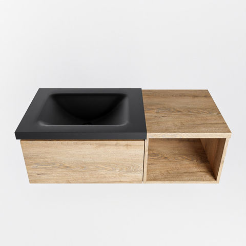 Mondiaz Bukla badmeubel met open module 100cm Washed Oak - Cloud wastafel Urban Links - zonder kraangat