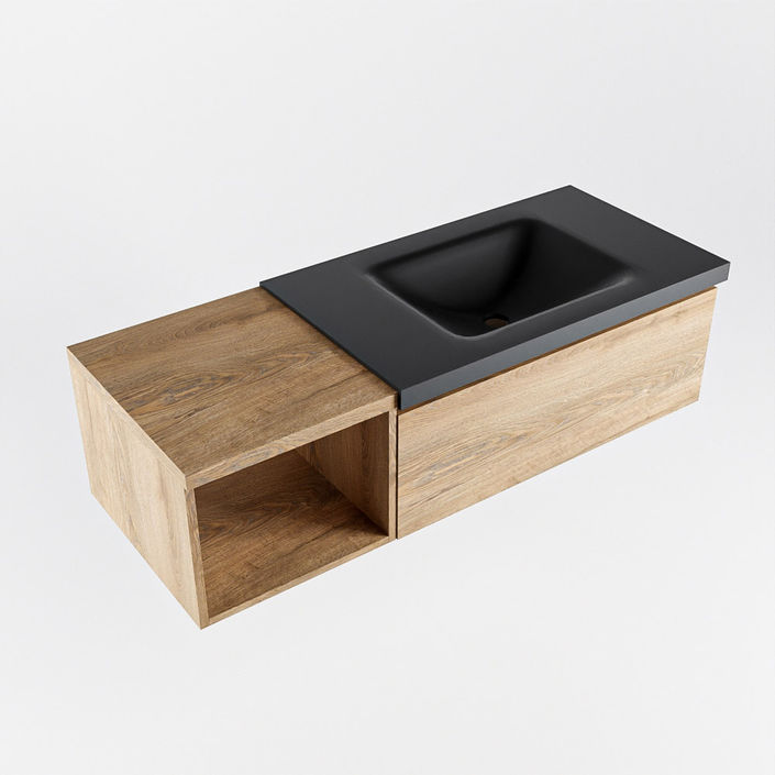 Mondiaz Bukla badmeubel met open module 120cm Washed Oak - Cloud wastafel Urban Rechts - met 1 kraangat