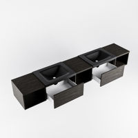 Mondiaz Bukla badmeubel met open module 240cm Dark Brown - Cloud wastafel Urban Dubbel - zonder kraangat