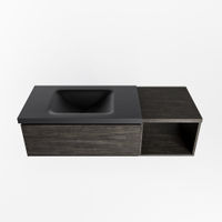 Mondiaz Bukla badmeubel met open module 120cm Dark Brown - Cloud wastafel Urban Links - met 1 kraangat