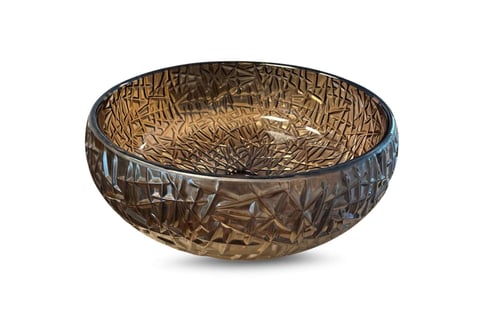 Luca Sanitair Luca Vetro opzetwastafel rond 38,5x38,5x16cm - transparant glas - chestnut