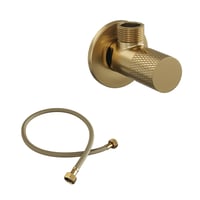 Brauer Carving hoekstopkraan compleet met slang - geborsteld goud PVD