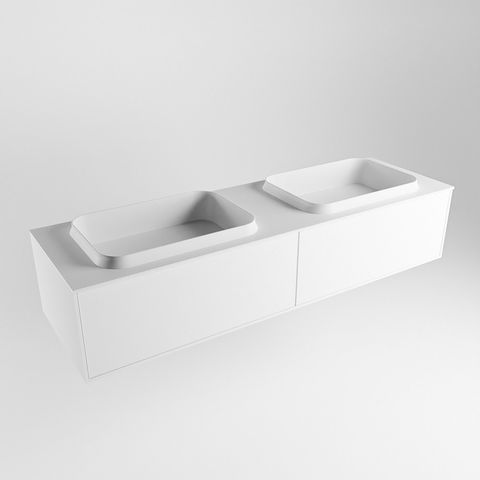Mondiaz Erin badmeubel 150cm Talc - Ridge wastafel Talc Dubbel - zonder kraangat