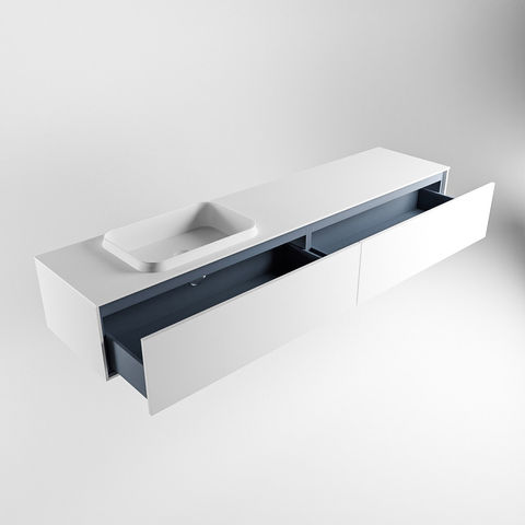 Mondiaz Erin badmeubel 200cm Talc - Ridge wastafel Talc Links - met 1 kraangat