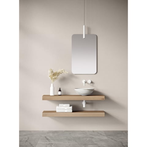 LoooX Wooden Base Shelf Duo wastafelblad 200cm massief eiken - old grey
