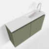 Mondiaz Ture fonteinmeubel 80cm Army - Eden wastafel Talc rechts - met 1 kraangat