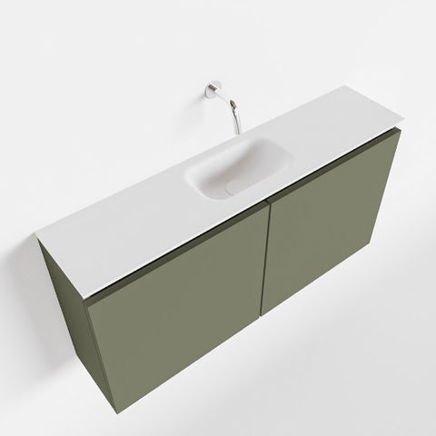 Mondiaz Ture fonteinmeubel 100cm Army - Eden wastafel Talc midden - zonder kraangat