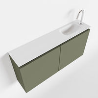 Mondiaz Ture fonteinmeubel 100cm Army - Eden wastafel Talc rechts - met 1 kraangat
