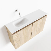 Mondiaz Ture fonteinmeubel 80cm Washed Oak - Eden wastafel Talc links - zonder kraangat