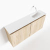 Mondiaz Ture fonteinmeubel 100cm Washed Oak - Eden wastafel Talc rechts - zonder kraangat