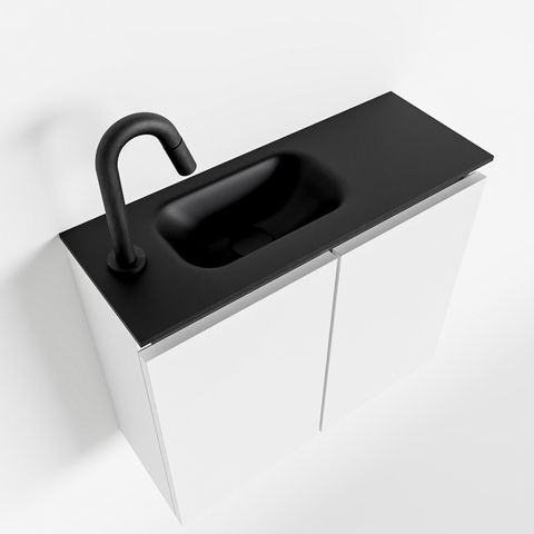 Mondiaz Ture fonteinmeubel 60cm Talc - Eden wastafel Urban links - met 1 kraangat