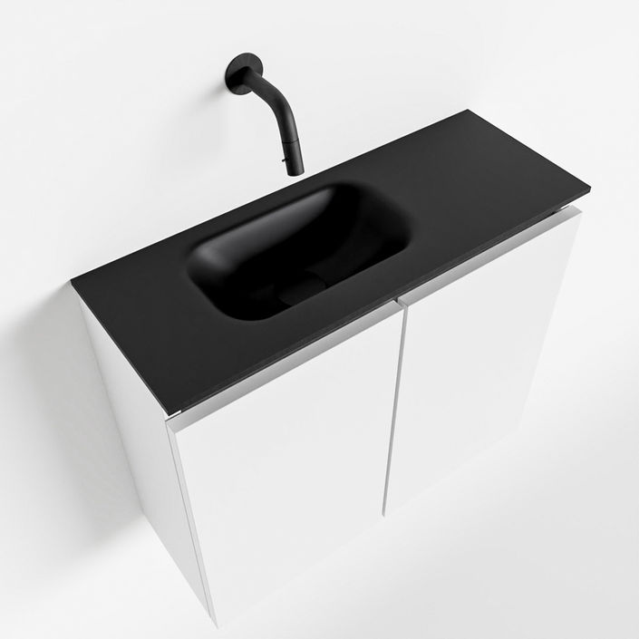 Mondiaz Ture fonteinmeubel 60cm Talc - Eden wastafel Urban links - zonder kraangat