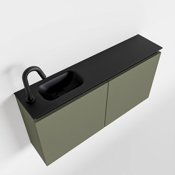 Mondiaz Ture fonteinmeubel 100cm Army - Eden wastafel Urban links - met 1 kraangat