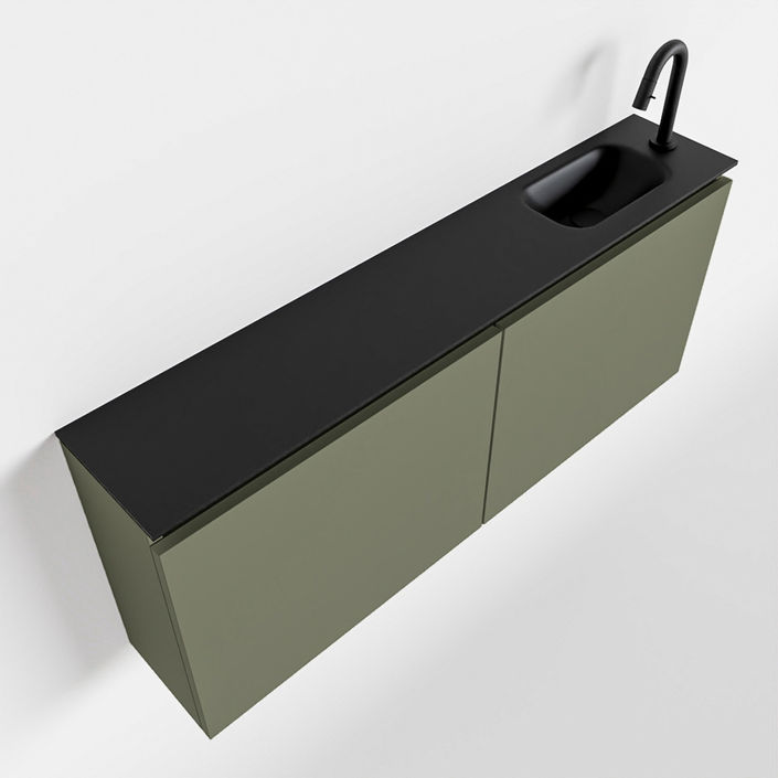 Mondiaz Ture fonteinmeubel 120cm Army - Eden wastafel Urban rechts - met 1 kraangat