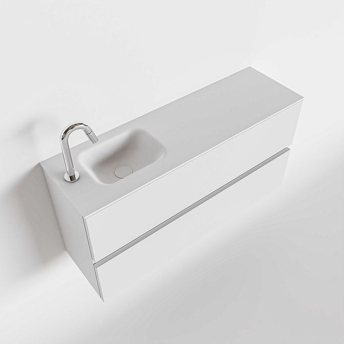 Mondiaz Ada fonteinmeubel 100cm Talc - Lex wastafel Talc links - met 1 kraangat