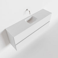 Mondiaz Ada fonteinmeubel 120cm Talc - Lex wastafel Talc midden - zonder kraangat