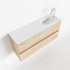 Mondiaz Ada fonteinmeubel 100cm Washed Oak - Lex wastafel Talc rechts - met 1 kraangat