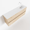 Mondiaz Ada fonteinmeubel 120cm Washed Oak - Lex wastafel Talc rechts - zonder kraangat