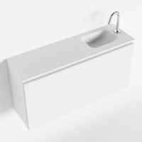 Mondiaz Olan fonteinmeubel 100cm Talc - Lex wastafel Talc rechts - met 1 kraangat