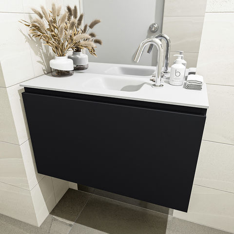 Mondiaz Olan fonteinmeubel 80cm Urban - Lex wastafel Talc midden - met 1 kraangat