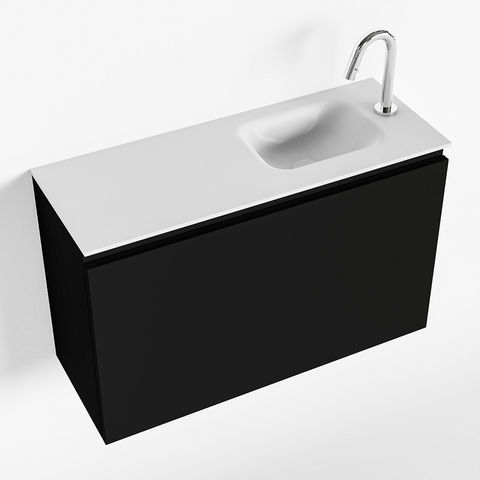 Mondiaz Olan fonteinmeubel 80cm Urban - Lex wastafel Talc rechts - met 1 kraangat