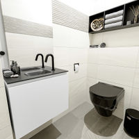 Mondiaz Olan fonteinmeubel 60cm Talc - Lex wastafel Urban midden - met 1 kraangat
