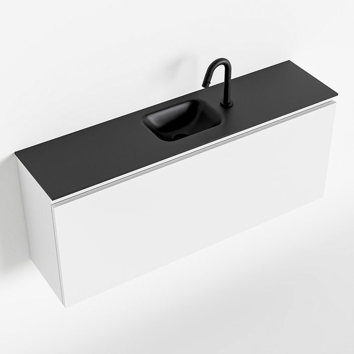 Mondiaz Olan fonteinmeubel 120cm Talc - Lex wastafel Urban midden - met 1 kraangat