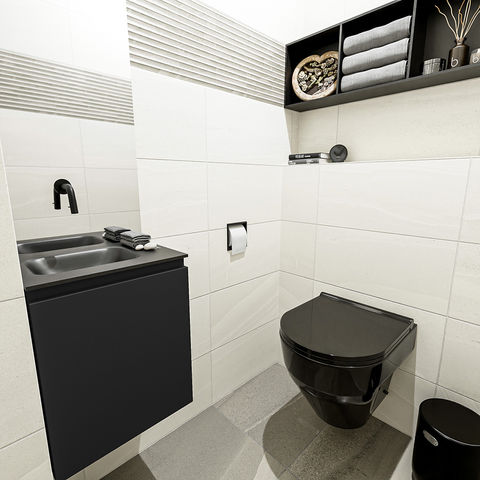 Mondiaz Olan fonteinmeubel 40cm Urban - Lex wastafel Urban links - zonder kraangat