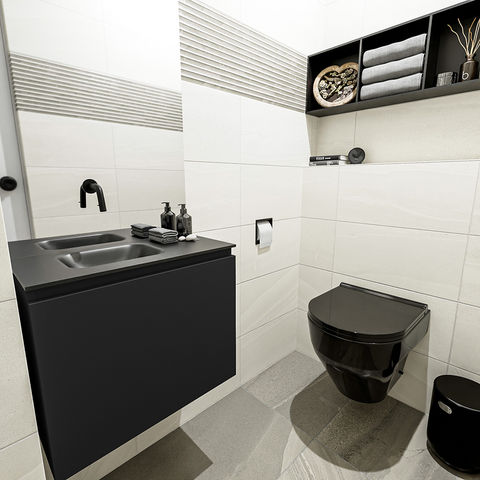 Mondiaz Olan fonteinmeubel 60cm Urban - Lex wastafel Urban links - zonder kraangat