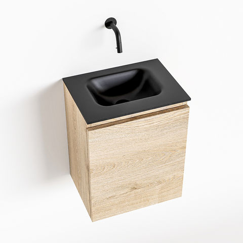 Mondiaz Olan fonteinmeubel 40cm Washed Oak - Lex wastafel Urban midden - zonder kraangat