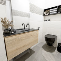 Mondiaz Olan fonteinmeubel 100cm Washed Oak - Lex wastafel Urban midden - met 1 kraangat