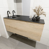 Mondiaz Olan fonteinmeubel 120cm Washed Oak - Lex wastafel Urban links - met 1 kraangat