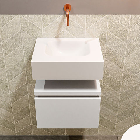 Mondiaz Andor fonteinmeubel 40cm Talc - Lex 40cm wastafel Talc midden - zonder kraangat