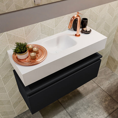 Mondiaz Andor fonteinmeubel 80cm Urban - Lex 80cm wastafel Talc midden - met 1 kraangat