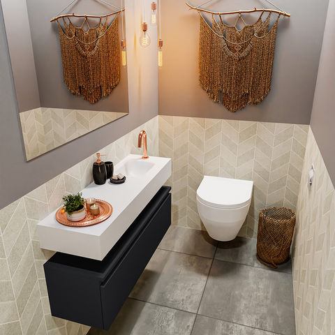 Mondiaz Andor fonteinmeubel 100cm Urban - Lex 100cm wastafel Talc rechts - met 1 kraangat