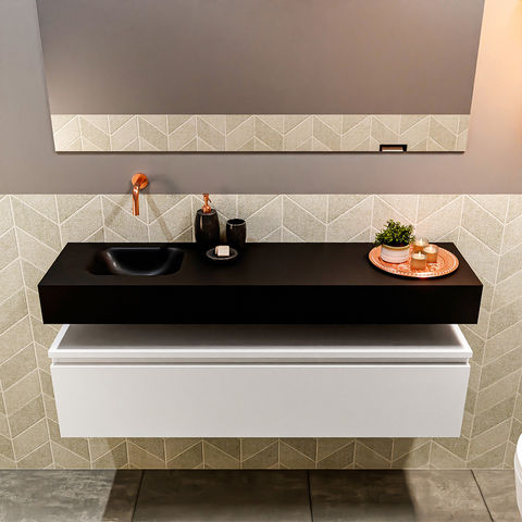 Mondiaz Andor fonteinmeubel 120cm Talc - Lex 120cm wastafel Urban links - zonder kraangat