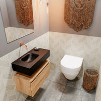 Mondiaz Andor fonteinmeubel 60cm Washed Oak - Lex 60cm wastafel Urban links - zonder kraangat