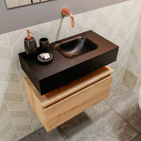 Mondiaz Andor fonteinmeubel 60cm Washed Oak - Lex 60cm wastafel Urban rechts - zonder kraangat