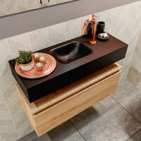 Mondiaz Andor fonteinmeubel 80cm Washed Oak - Lex 80cm wastafel Urban midden - met 1 kraangat