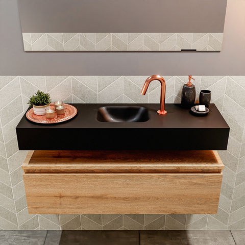 Mondiaz Andor fonteinmeubel 100cm Washed Oak - Lex 100cm wastafel Urban midden - met 1 kraangat