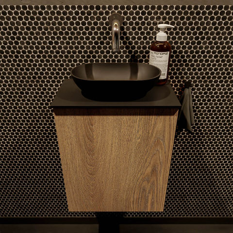 Mondiaz Fowy fonteinmeubel 40cm Washed Oak - Waskom midden Urban/Urban - zonder kraangat