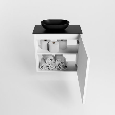 Mondiaz Fowy fonteinmeubel 50cm Talc - Waskom links Urban/Urban - met 1 kraangat