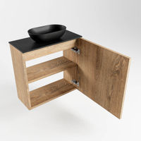 Mondiaz Fowy fonteinmeubel 50cm Washed Oak - Waskom midden Urban/Urban - zonder kraangat