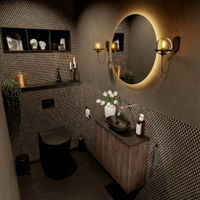 Mondiaz Fowy fonteinmeubel 60cm Dark Brown - Waskom midden Urban/Urban - zonder kraangat