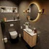 Mondiaz Fowy fonteinmeubel 60cm Washed Oak - Waskom midden Talc/Talc - zonder kraangat