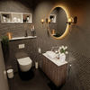 Mondiaz Fowy fonteinmeubel 60cm Dark Brown - Waskom links Talc/Talc - zonder kraangat