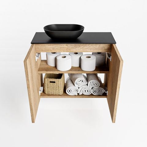Mondiaz Fowy fonteinmeubel 60cm Washed Oak - Waskom links Urban/Urban - zonder kraangat