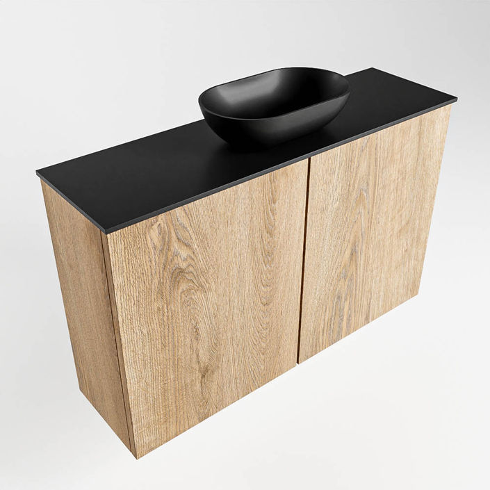 Mondiaz Fowy fonteinmeubel 80cm Washed Oak - Waskom midden Urban/Urban - met 1 kraangat