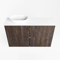 Mondiaz Fowy fonteinmeubel 80cm Dark Brown - Waskom links Talc/Talc - met 1 kraangat